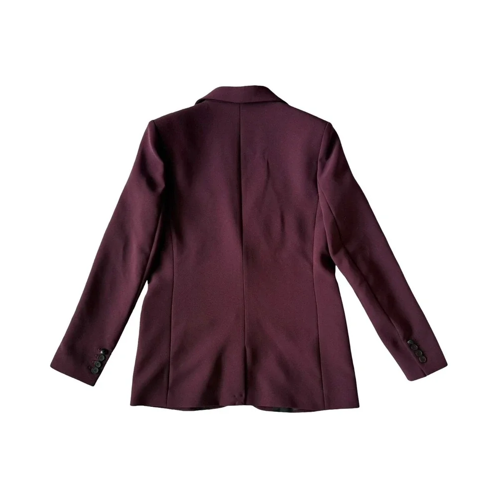 NWT The Kooples Blazer Burgundy Crepe French Designer Size FR/36 US/4